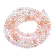 6 mm. facet glasperler på streng. Misty rose